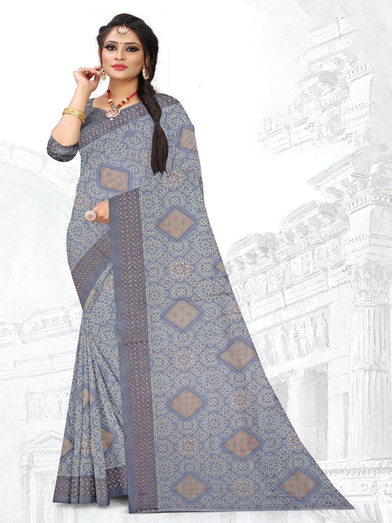 Light Purple Chiffon Brasso Saree | BUY 1 GET 1 FREE