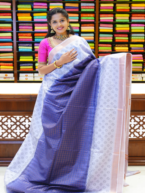 CSM-19499 | Navy & Grey  Bhagalpuri Silk Saree