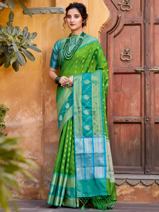 Green Soft Chanderi Silk Saree