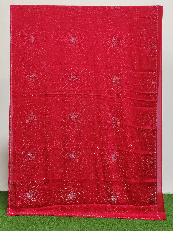 CSM-14336 | Rani pink Satin Crepe Saree
