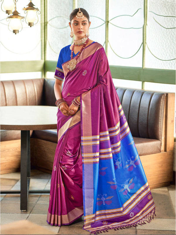 Purple & Blue Soft Silk Saree