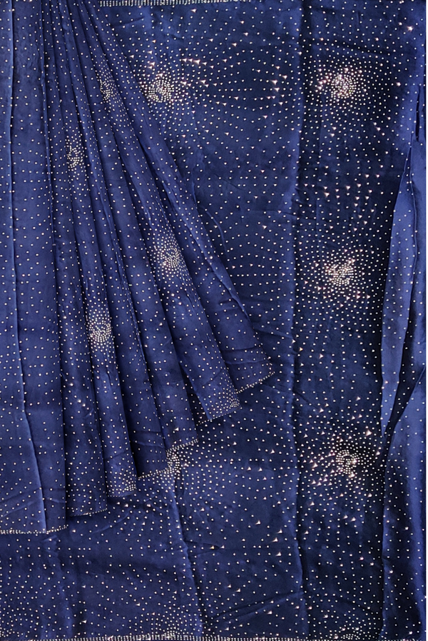 CSM-14338 | Navy Satin Crepe Saree