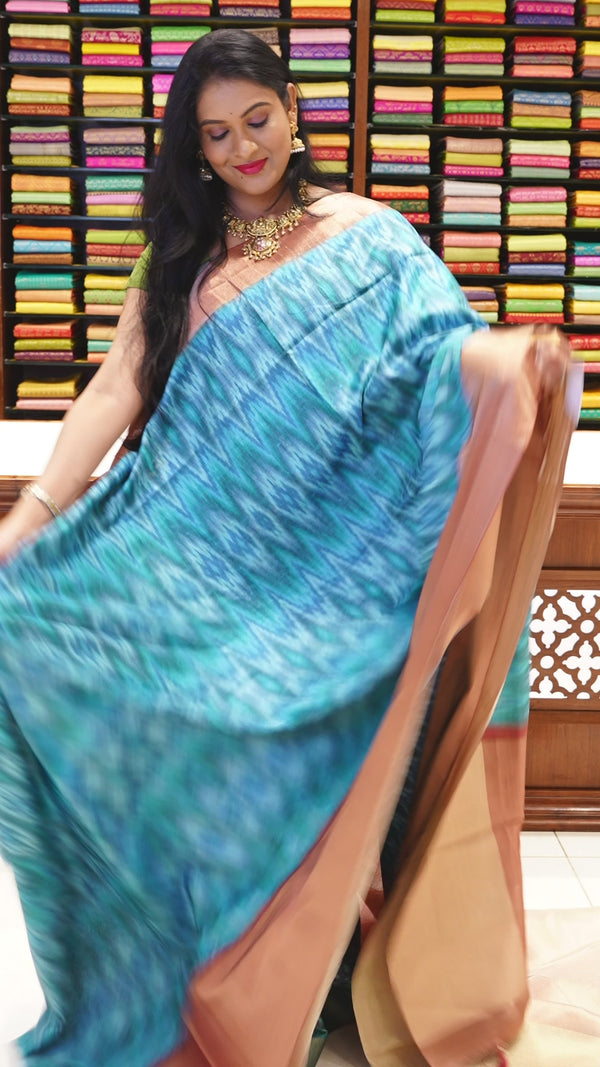 CSM-18924 | Blue & Maroon Jute Bhagalpuri Printed Saree