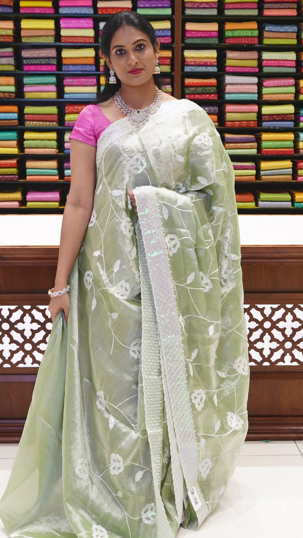 CSM-18946 | Pista Green Jimmy Choo Saree