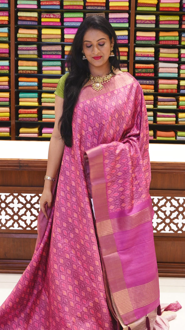 CSM-18933 | Wine Jute Bhagalpuri Printed Saree