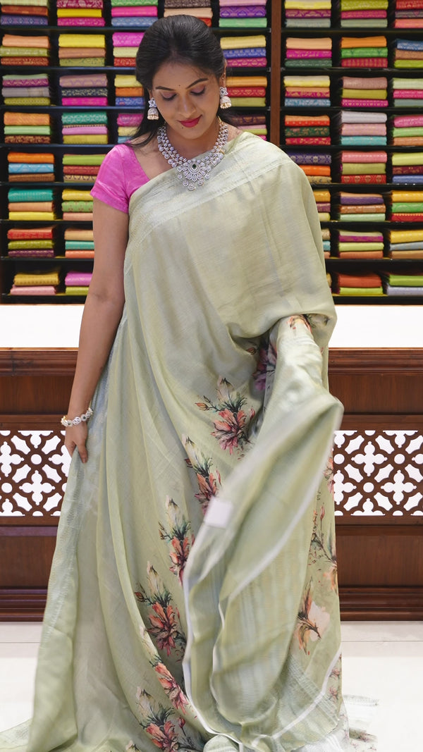 CSM-18960 | Pista Green Georgette Saree