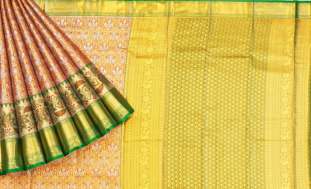 Gold & Peach Kanchi Tissue Pattu | The Chennai Shopping Mall