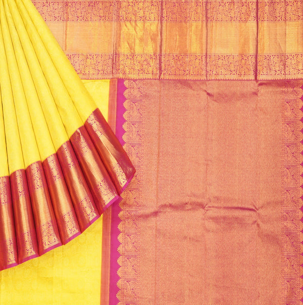 Yellow & Pink Kanchi Sampradaya Pattu Saree