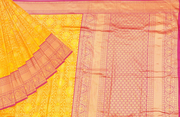 Orange & Pink Kathan Silk Saree