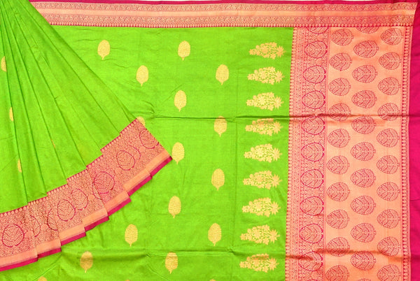 Green & Pink Banaras Pattu Saree