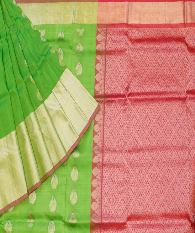 Green & Pink Venkatagiri Pattu Saree